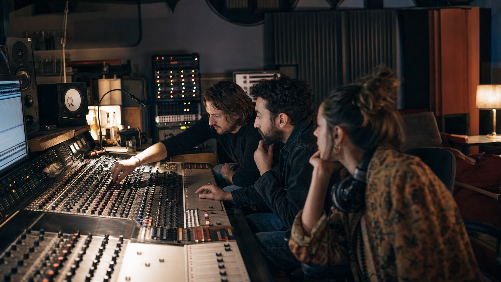 Il piccolo team AudioMaster durante una sessione